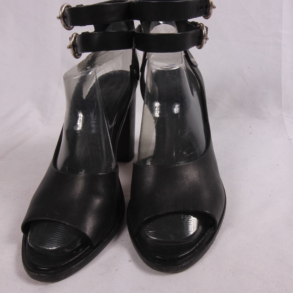 rag & bone | Shoes | Rag And Bone Black Leather Peep Toe Strappy Heels ...